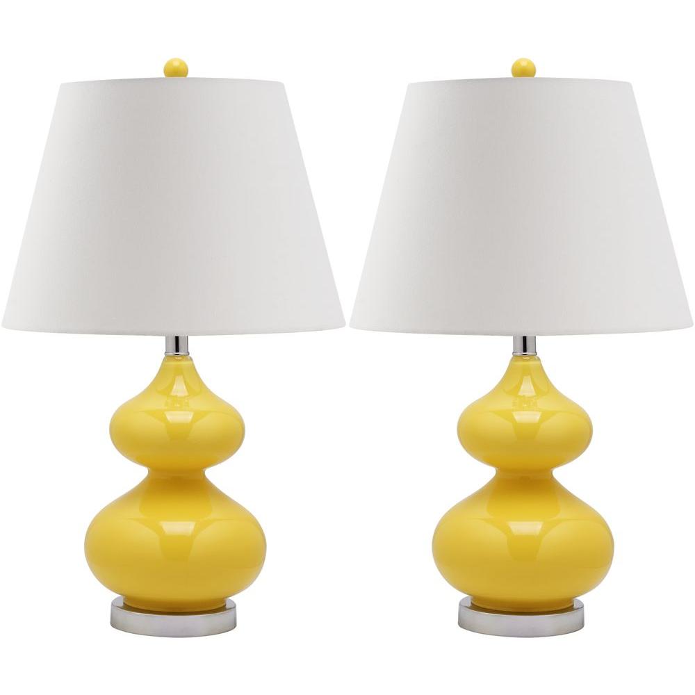 Safavieh Eva 24 In Yellow Double Gourd Glass Lamp Set Of 2 Yellow Double Gourd Glass Lamp Set Of 2