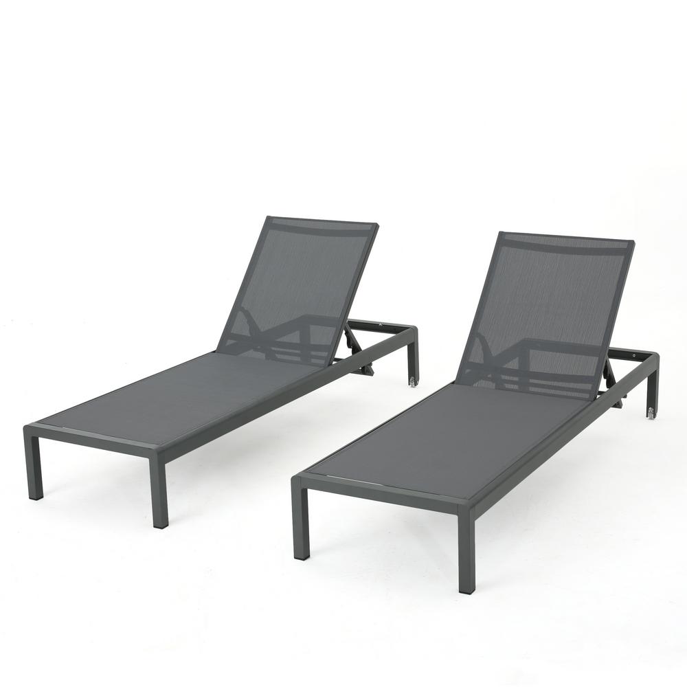 Noble House Cape C Dark Grey 2 Piece Metal Adjule Outdoor Noble House Cape C Dark Grey 2