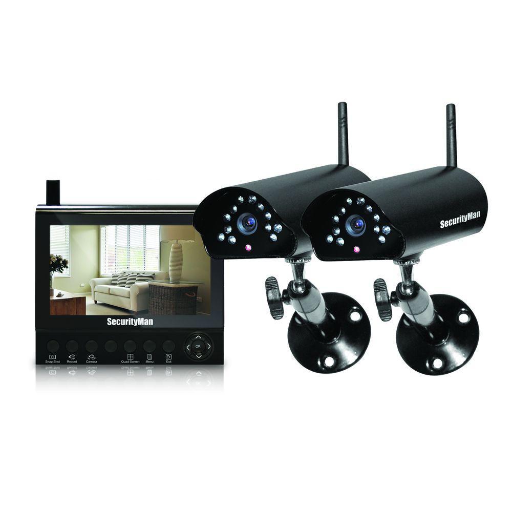 SecurityMan 4Channel (2) Wireless Security System with 7 in. LCD/SD