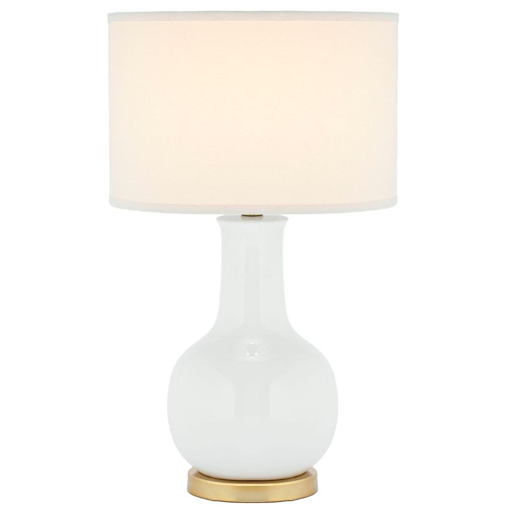 Safavieh Paris 27 In White Gourd Ceramic Table Lamp With White