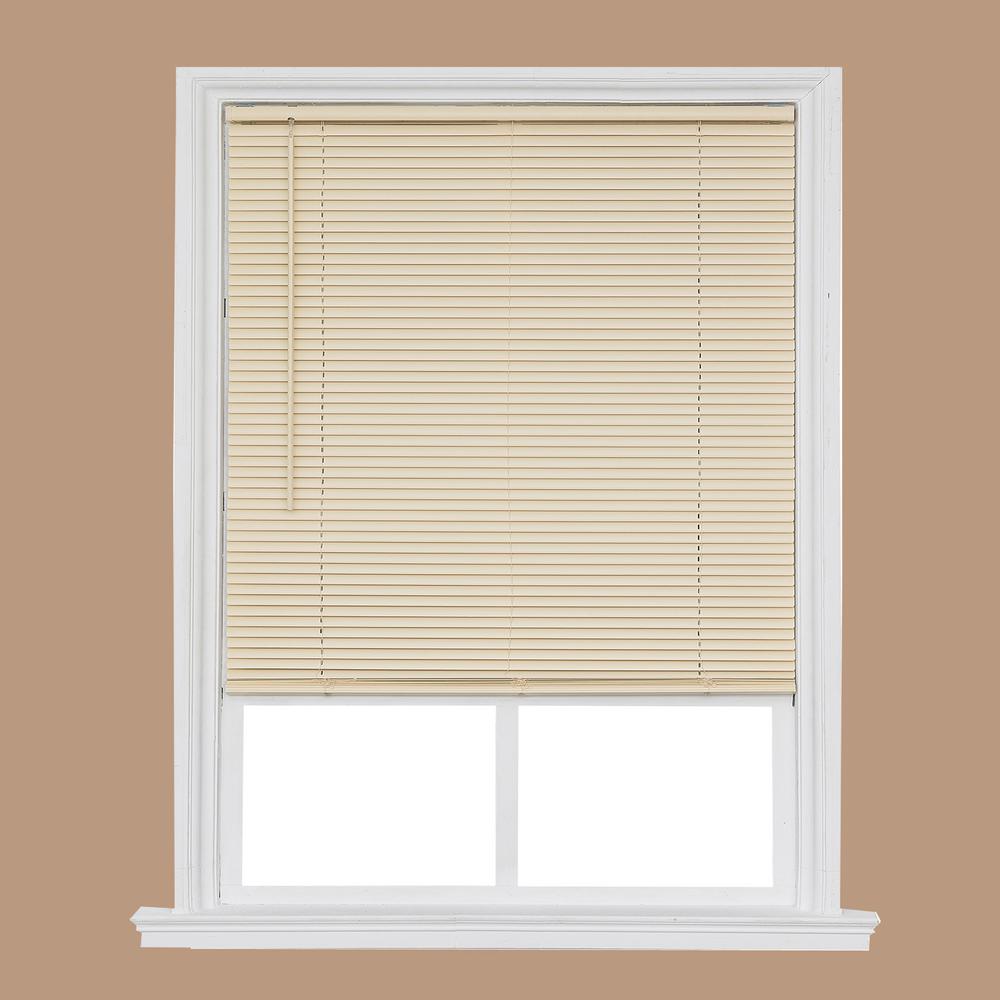 Home Basics Ivory Cordless 1 In Room Darkening Vinyl Mini Blind With White Backside 39 W X 64 L Ccddx4264 The Depot Room Darkening Vinyl Mini Blind