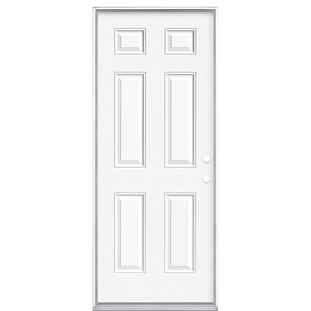 Masonite 32 In X 80 In Security 6 Panel Left Hand Inswing Primed