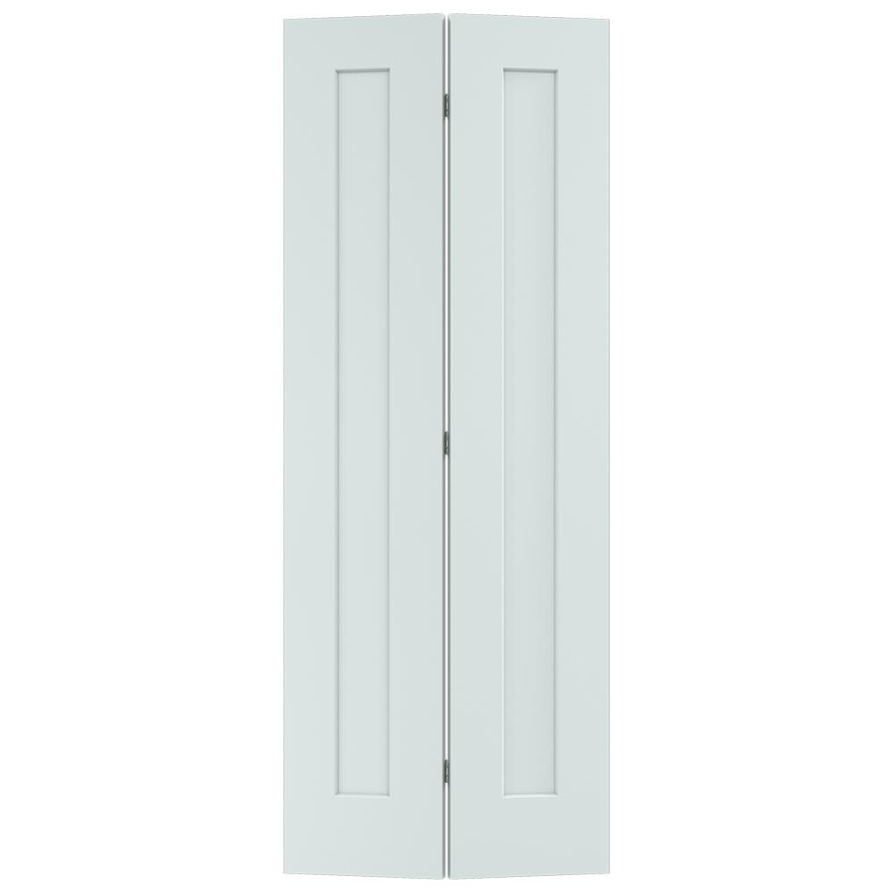 JELD-WEN 32 in. x 80 in. Madison Light Gray Painted Smooth Solid Core ...