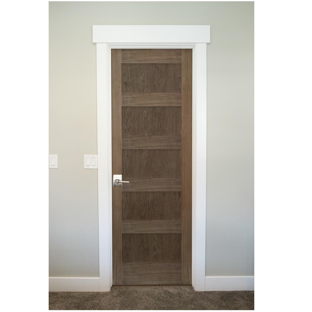Stile Doors 28 In X 80 In Shaker Walnut 5 Panel Solid Core Wood