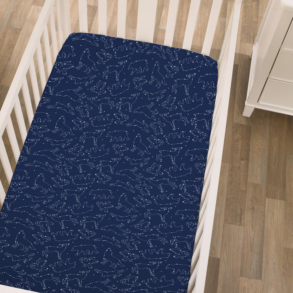 navy and white crib sheets