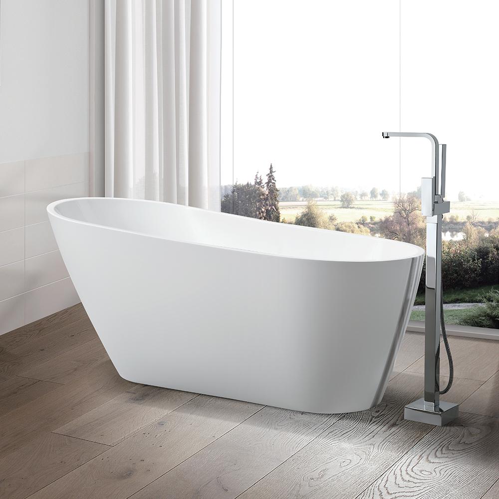 Vanity Art Colombes 67 In Acrylic Flatbottom Freestanding Bathtub In White