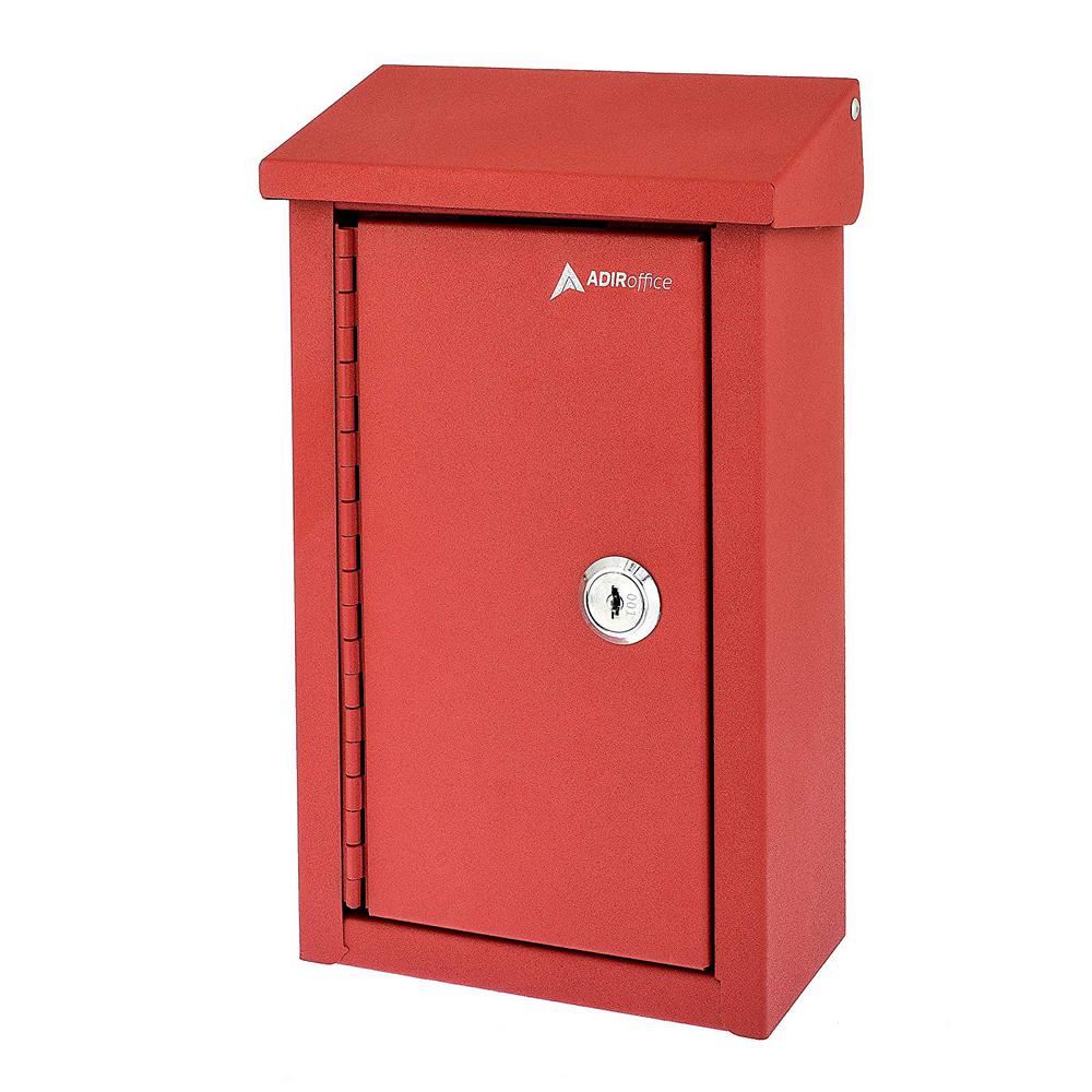 Adiroffice 30 Key Steel Key Locking Wall Mount Key Cabinet, Red