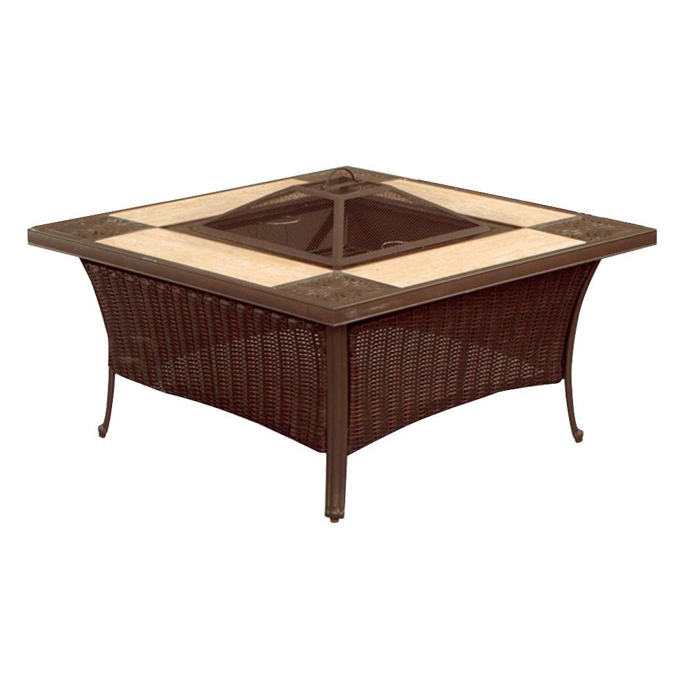 Upc 814530012682 Hampton Bay Outdoor Fire Pits Pembrey 41 In Square Fire Pit Table Brown Hd14211 Upcitemdb Com