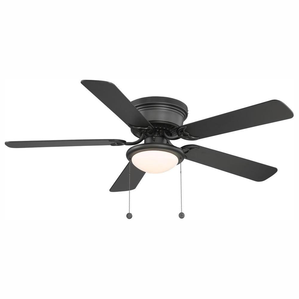 Hugger 52 In Led Indoor Black Ceiling Fan With Light Kit Al383led Bk The Home Depot