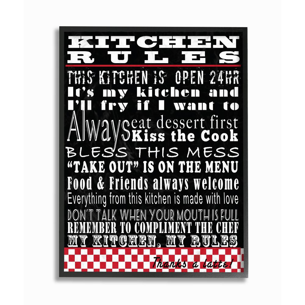 11 In X 14 Kitchen Rules Black Typography By Lisa Wolk Wood Framed Wall Art