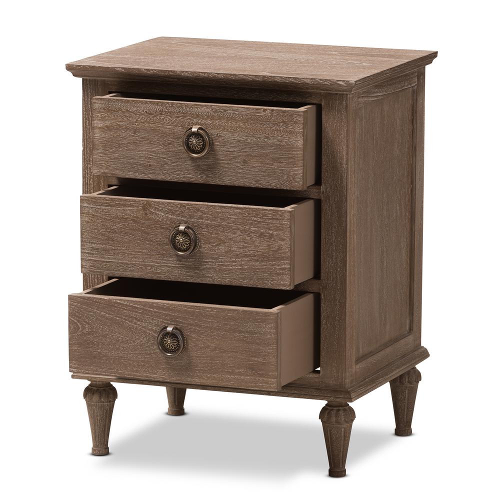 Baxton Studio Venezia 3 Drawer Light Brown Nightstand 28862 Baxton Studio Venezia 3 Drawer Light Brown Nightstand 28862