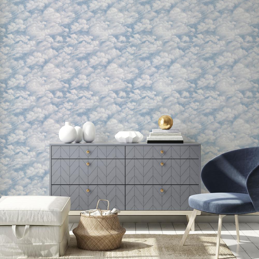 Tempaper Clouds Sky Blue L And Stick Wallpaper 28 Sq Ft Tempaper Clouds Sky Blue L And Stick