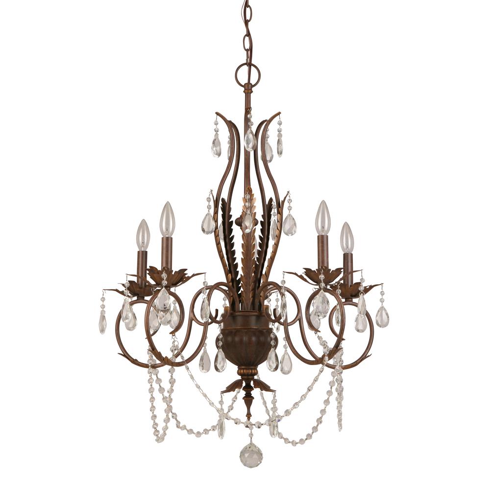 Hampton Bay 5-Light Bronze Crystal Chandelier-BVB9115A - The Home Depot