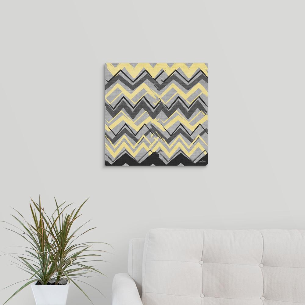 Greatbigcanvas Yellow Gray Stripes Ii By Diane Stimson Canvas Wall Art 2187153 24 16x16 The Home Depot