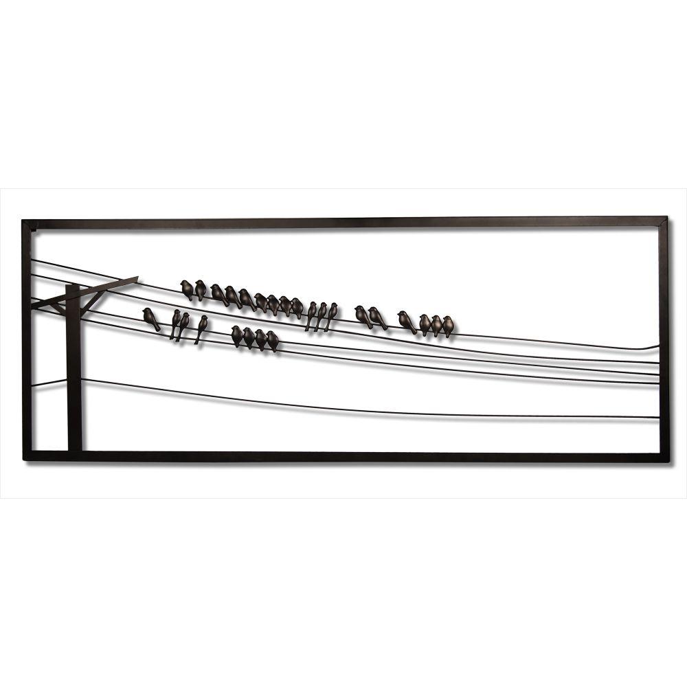 Birds On Wire 48 In W X 1 D 18 H Metal Wall Art Wd202db Birds On Wire 48 In W X 1 D 18