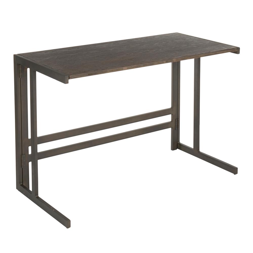 Lumisource Roman Industrial Antique Metal And Espresso Wood