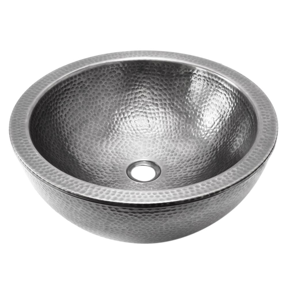 Pewter Bathroom Sinks Bath The Home Depot Hammerwerks Series Pewter 16 5 In Double Wall Vessel Sink