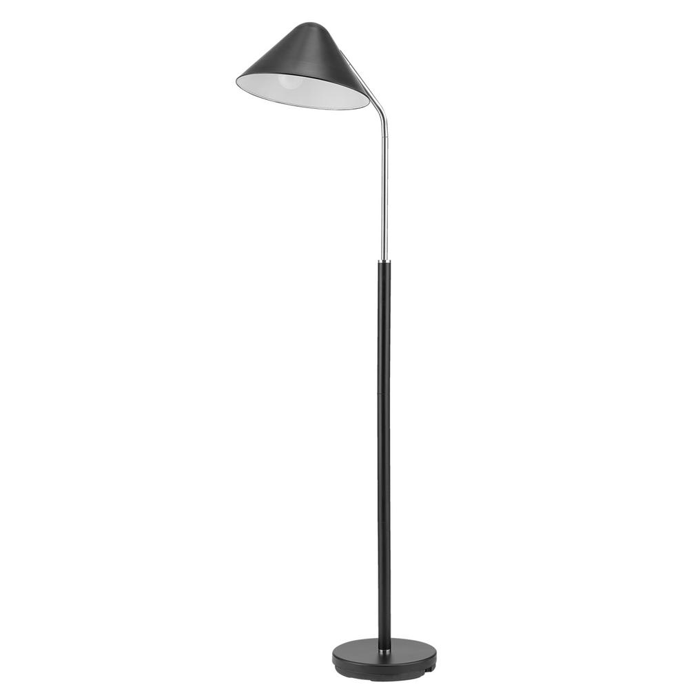 Globe Electric Hayes 63 In Matte Black Floor Lamp With Chrome