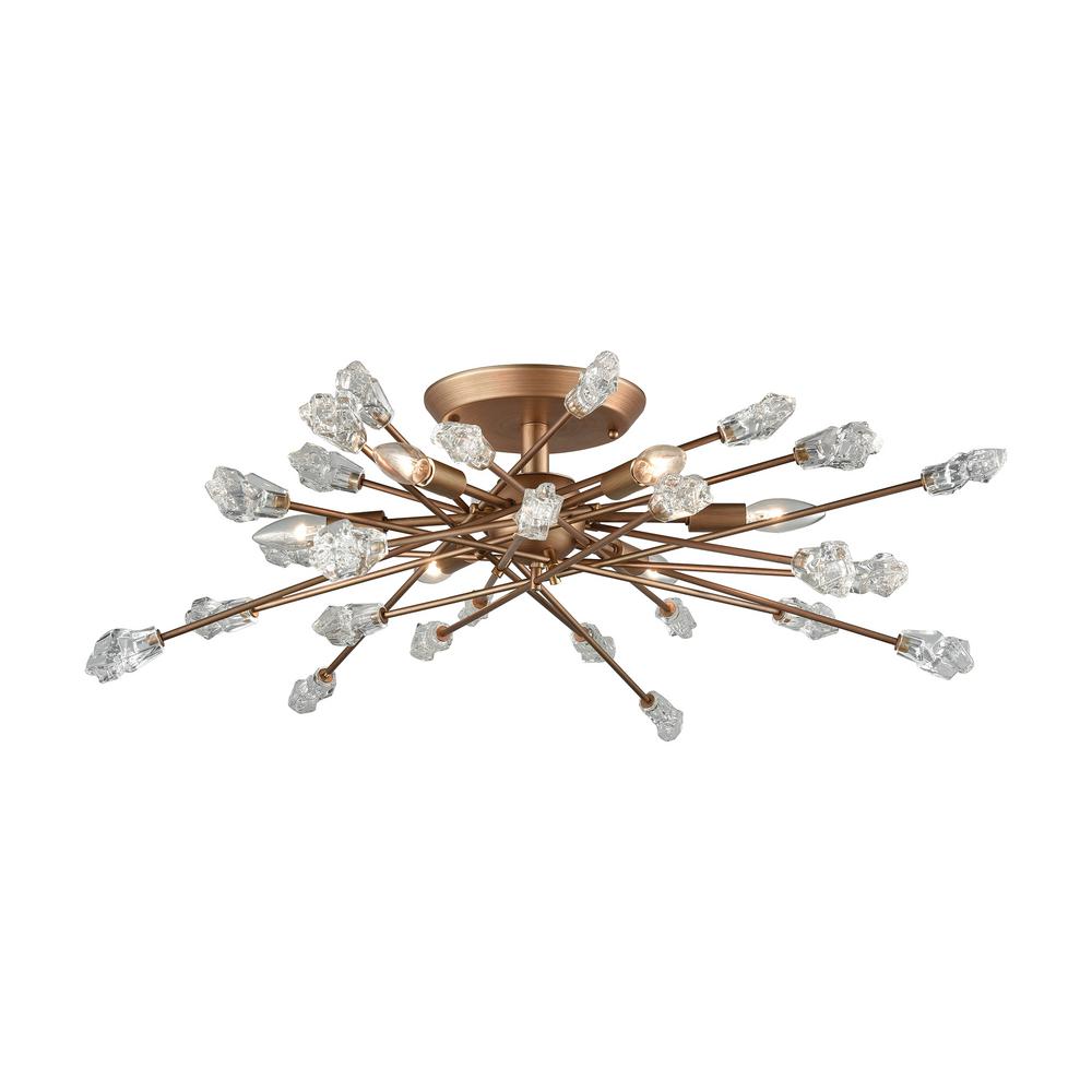 Titan Lighting Serendipity 6 Light Matte Gold With Clear Bubble Titan Lighting Serendipity 6 Light Matte Gold With Clear Bubble Glass Semi Flushmount