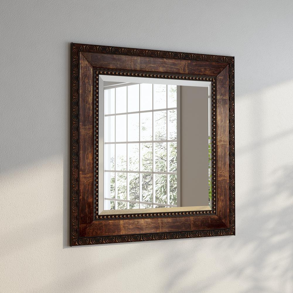 39.5 in. x 39.5 in. Roman Copper Bronze Square Vanity Wall Mirror-S041L ...