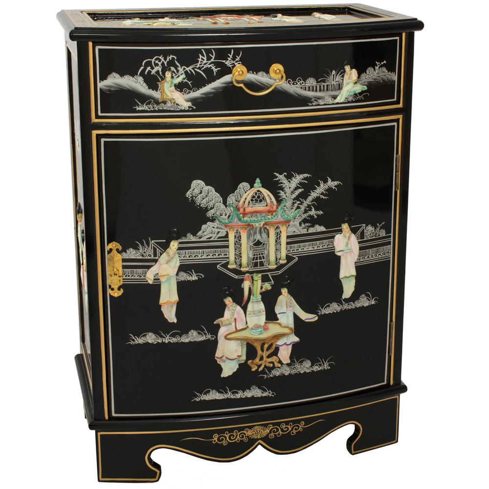 Oriental Furniture Black Lacquer Oval Front Shoe Oriental Furniture Black Lacquer Oval Front Shoe Cabinet