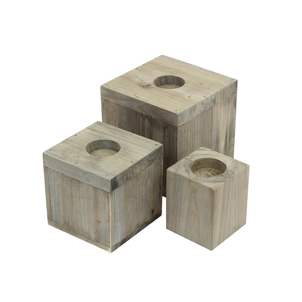 Crates & Pallet 4.78 in. x 5 in. Candle 3Cube Organizer in Weathered