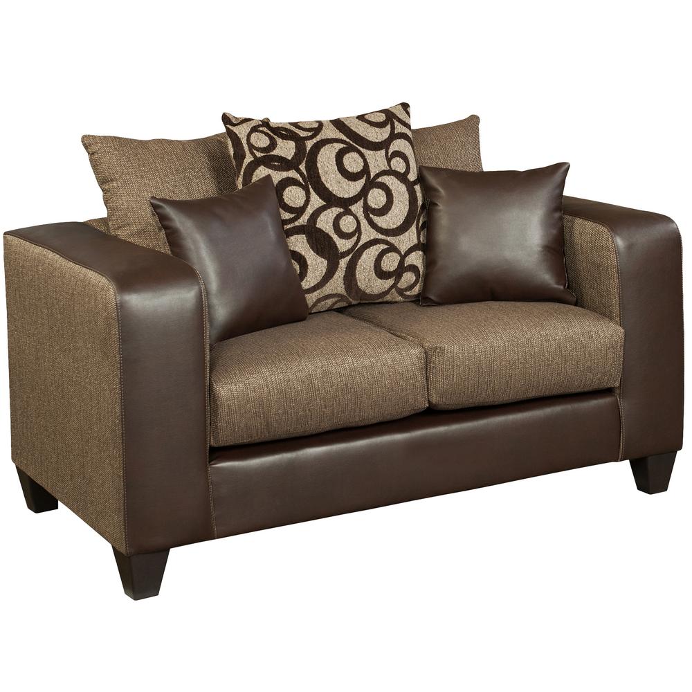 Chenille Sofas Loveseats Living Room Furniture The Home Depot Espresso Chenille Loveseat