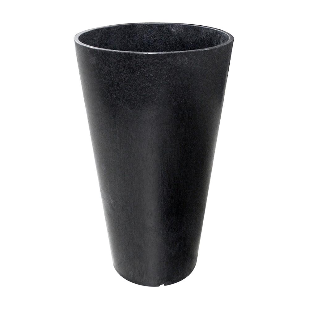 Black Plant Pots Planters The Home Depot Concerto 12 In W X 20 H Round Slate Rubber Self Watering