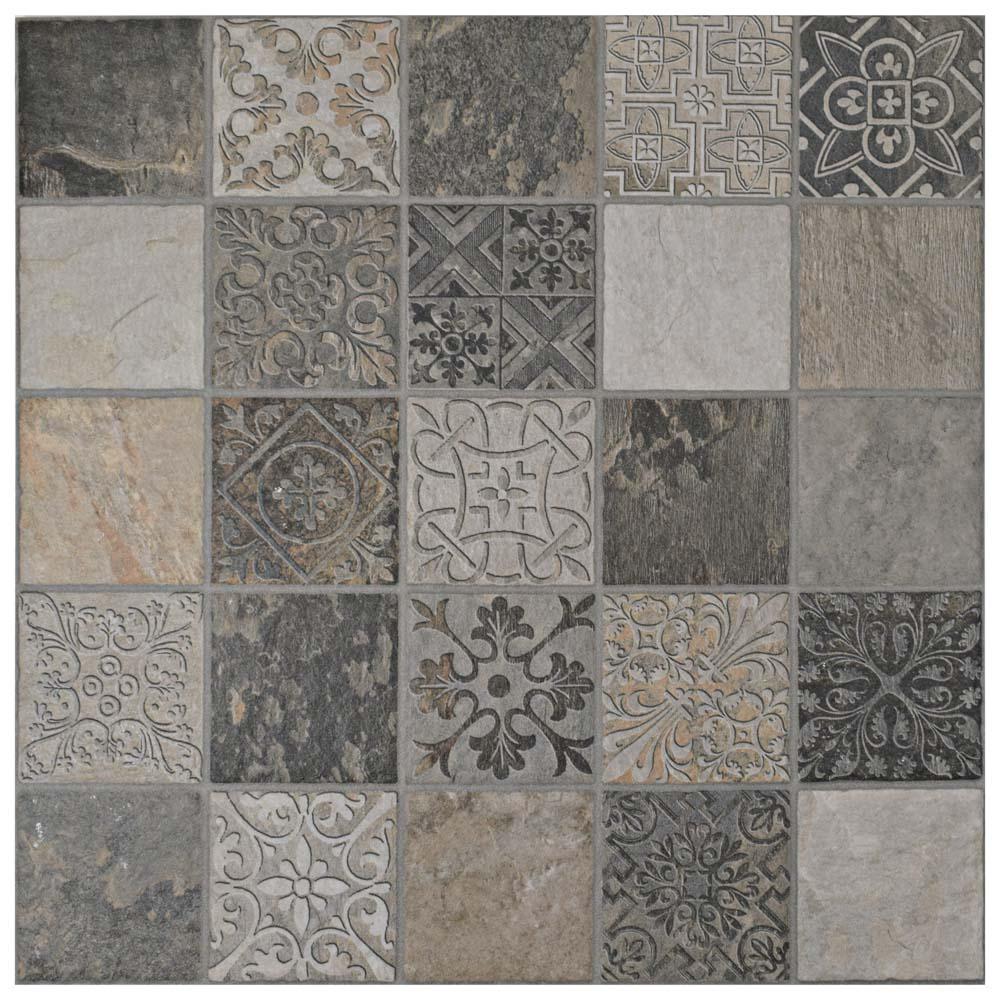 Merola Tile Deco Calzada Ardesia 17-1/2 in. x 17-1/2 in ...