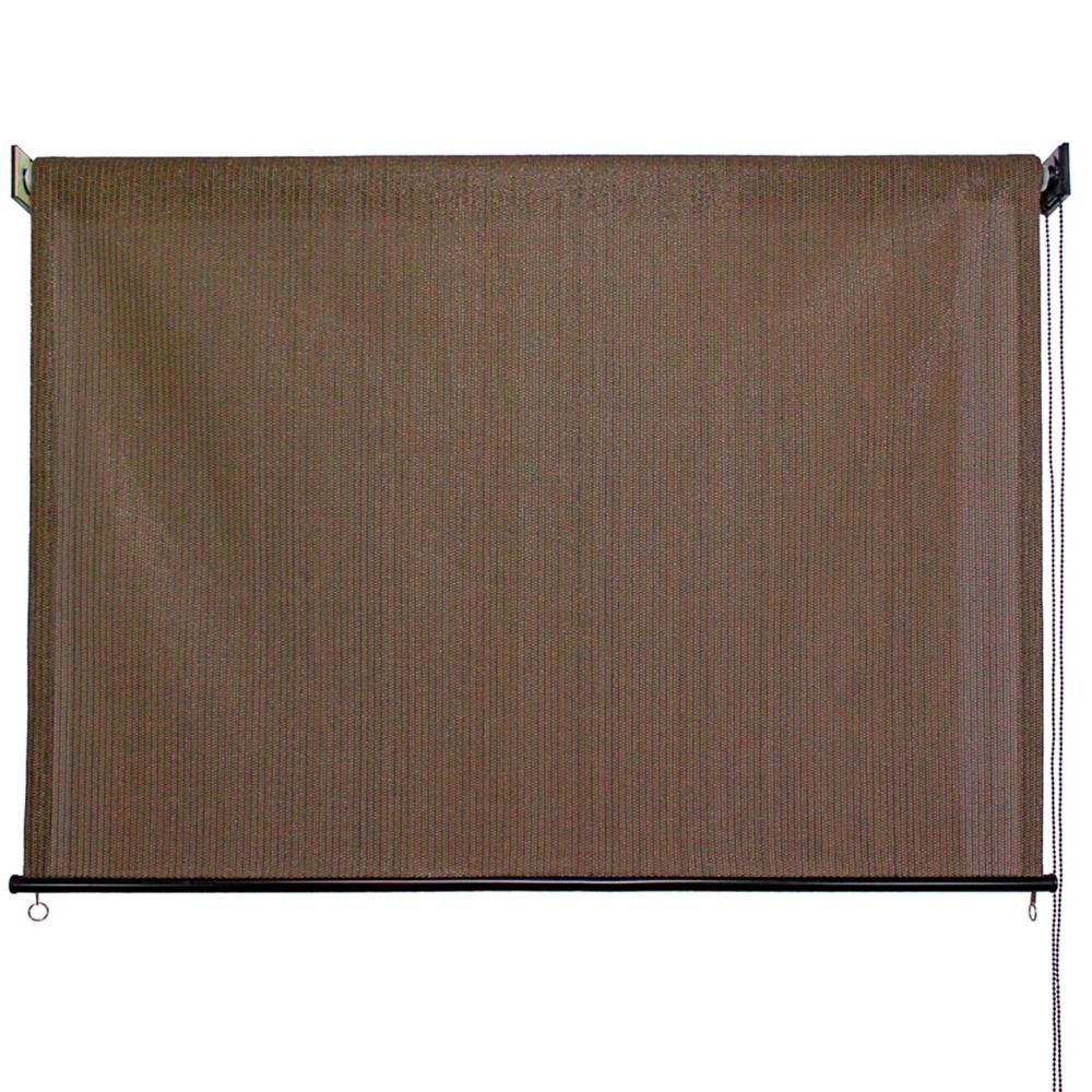 Coolaroo Walnut Cordless Exterior Roller Shade 120 In W X 96 Driftwood Hdpe Fabric Cord Operated Exterior Roller Shade 120 In