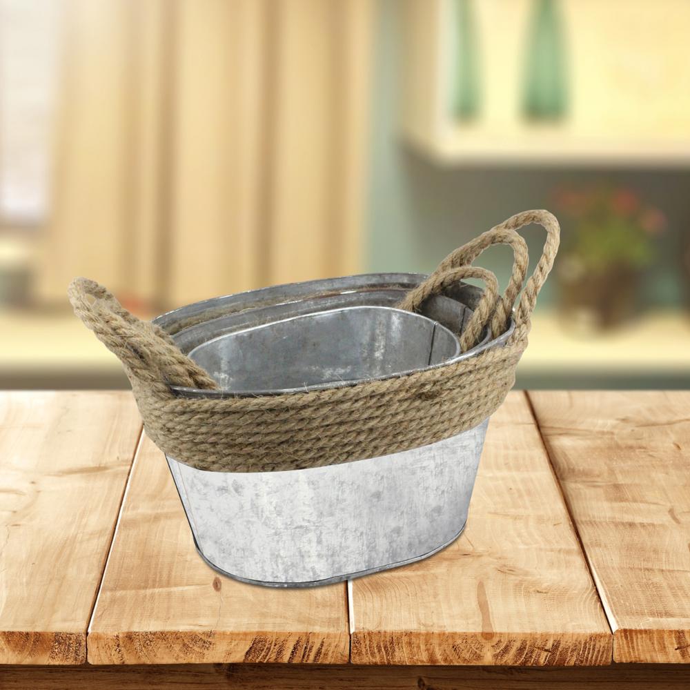 Stonebriar Collection 11 in. x 6in. Galvanized Metal Containers with