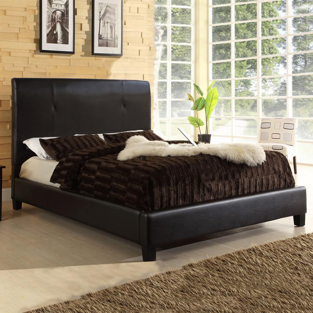 Baxton Studio Cambridge Contemporary Dark Brown Faux Leather Upholstered Full Size Bed 28862 5338 Hd The Home Depot