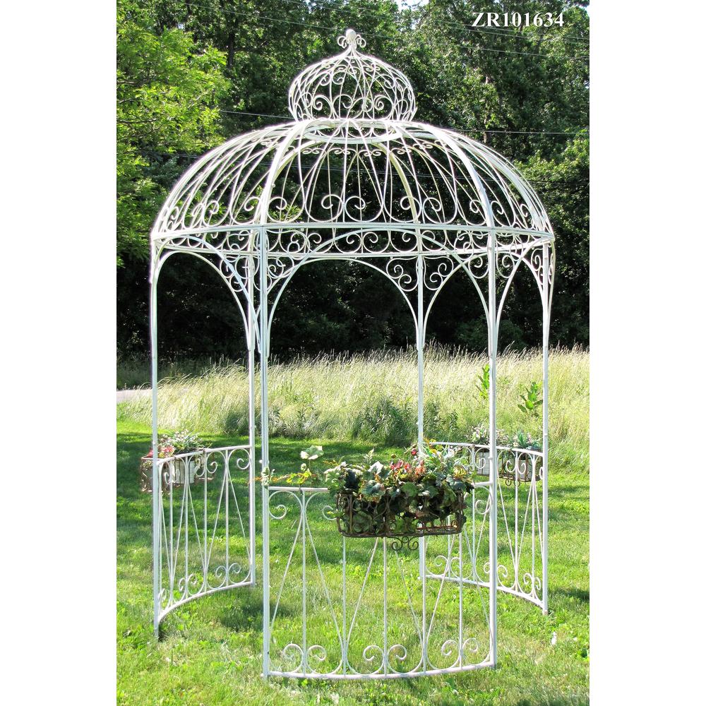 80 ft. x 80 ft. Antique White Round Iron GazeboZR101634WH The Home