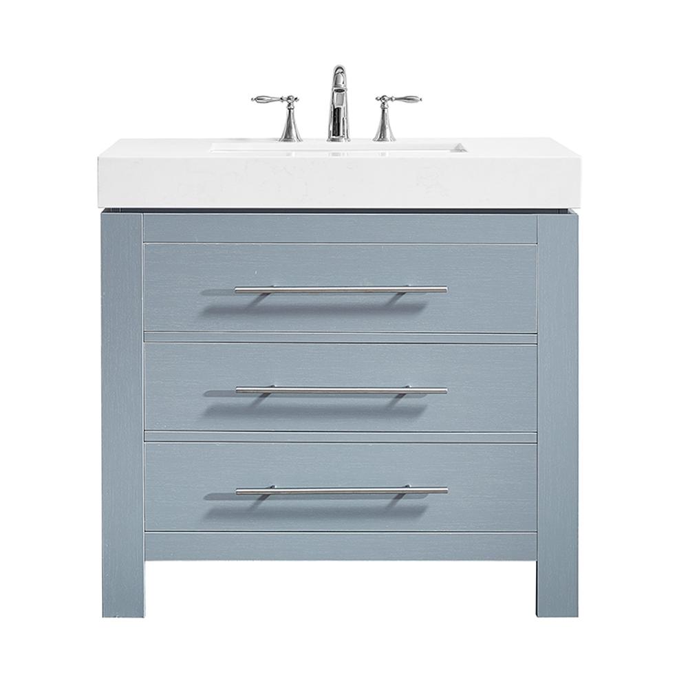 ROSWELL Essex 36 in. W x 22 in. D Bath Vanity in Grey with Quartz