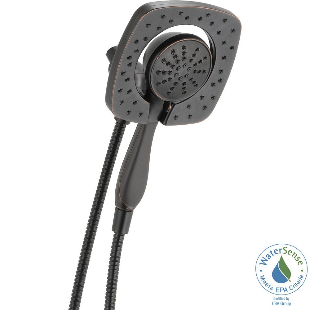 Delta In2ition 5 Spray Hand Shower And Head Combo Kit In In2ition 5 Spray Hand Shower And Head Combo Kit In Venetian Bronze