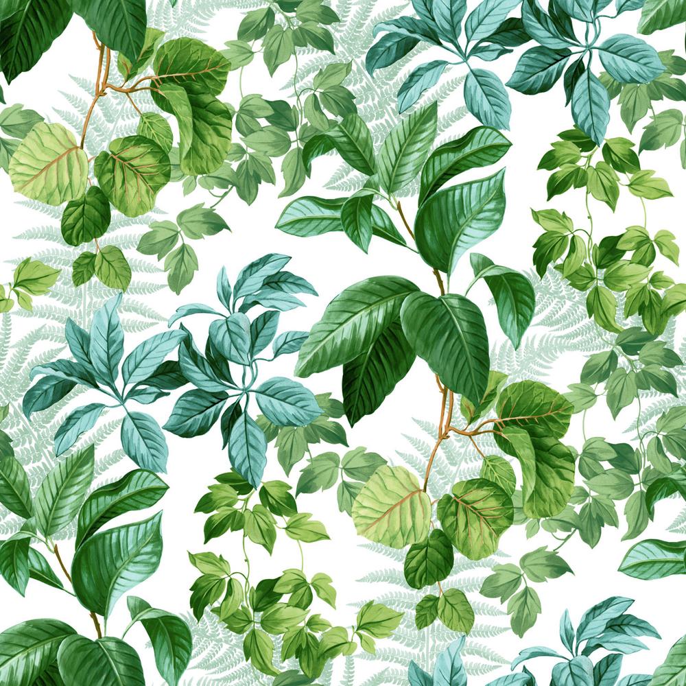 RoomMates 28.18 sq. ft. Green Rainforest Leaves Peel and ...