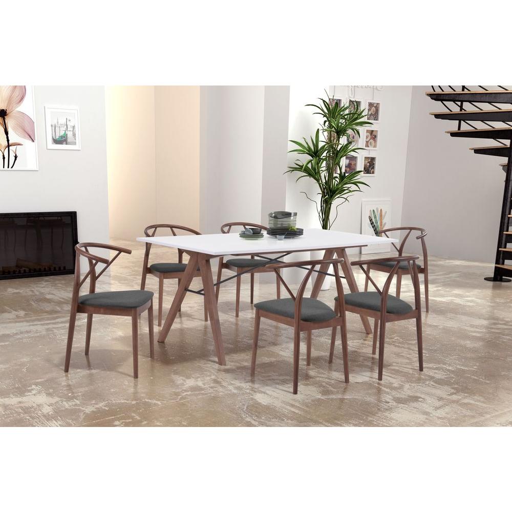Zuo Saints Walnut And White Dining Table 100143 The Home Depot Zuo Saints Walnut And White Dining Table