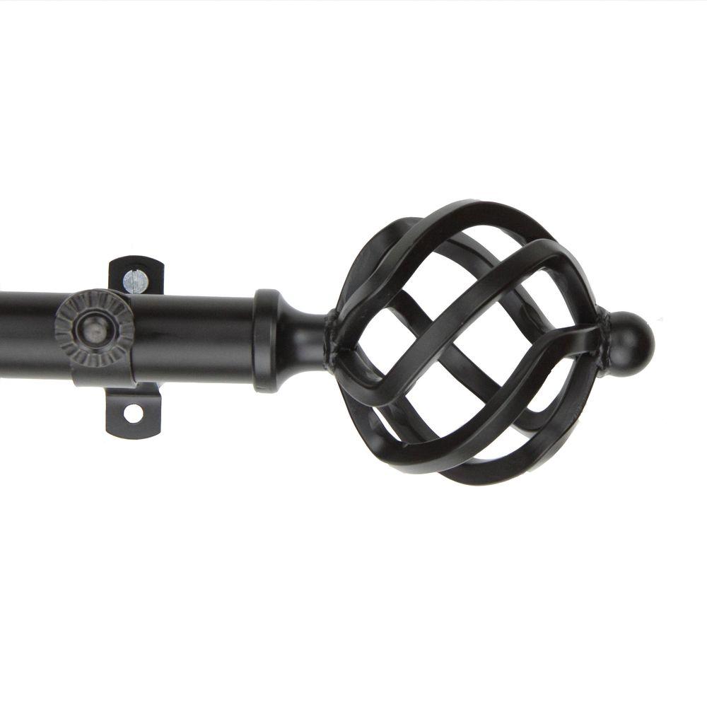 Rod Desyne 48 In 84 Telescoping Single Curtain Kit Telescoping Single Curtain Rod Kit In Black With Twist Finial