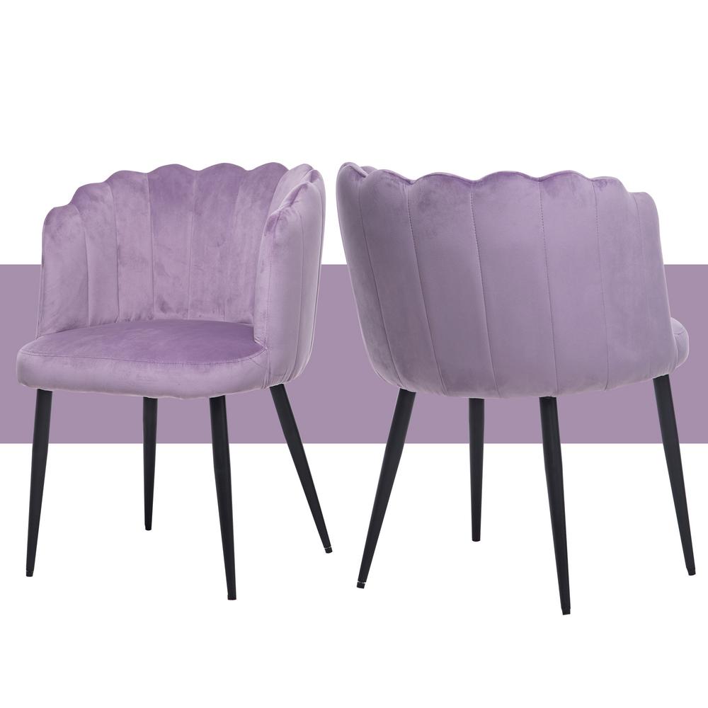 Boyel Living Elegant Style Modern Purple Velvet Accent Chair Dining Chairs Leisure Chairs Petal Guest Flower Chair With Metal Legs Mmea 001 Purple The Home Depot