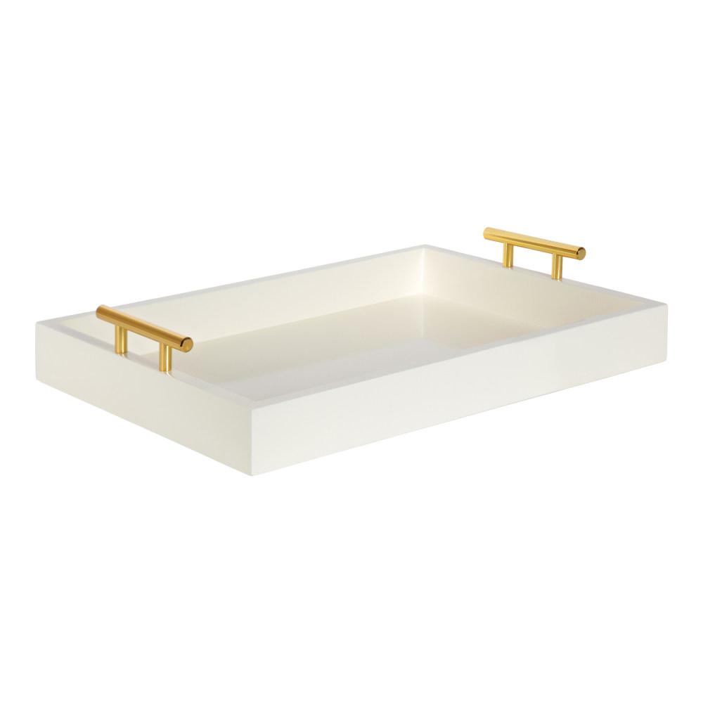 Kate And Laurel Lipton Ivory Gold Decorative Tray 215553 The