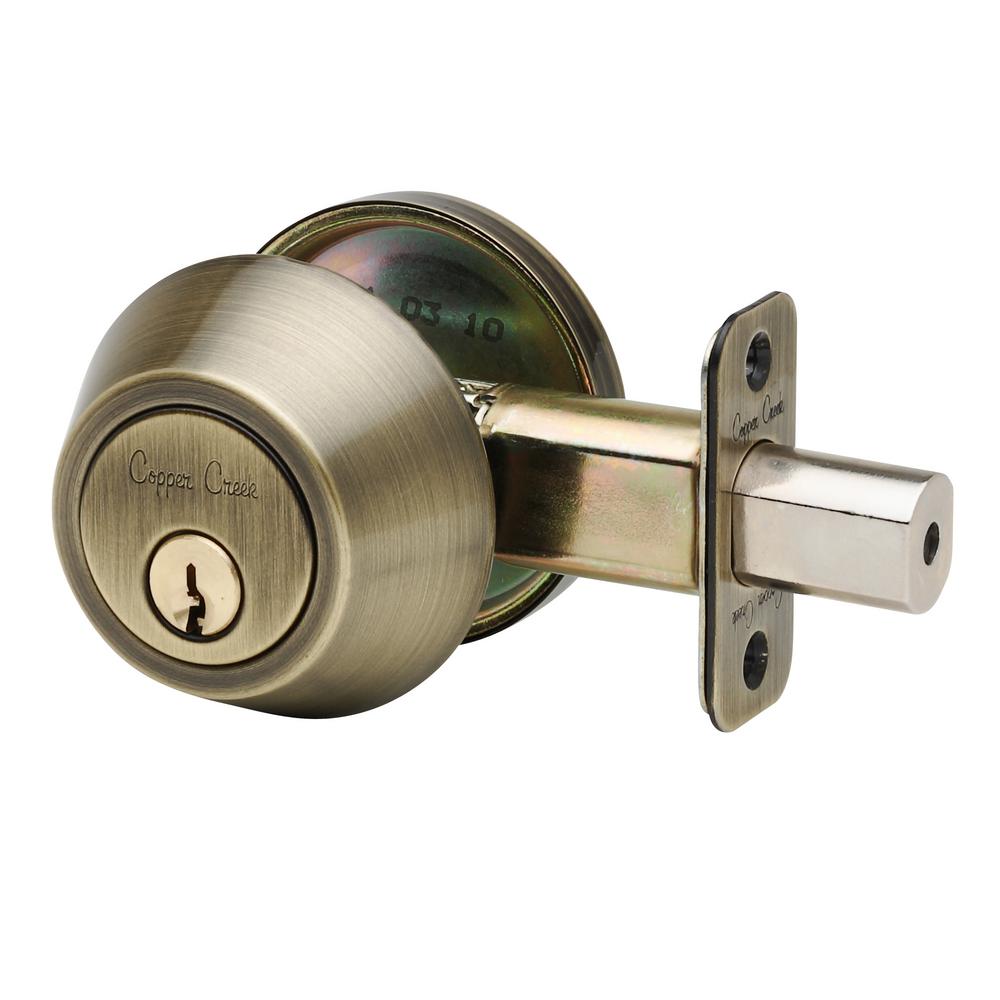 Copper Creek Single Cylinder Antique Brass Deadbolt-DB2410AB - The Home ...