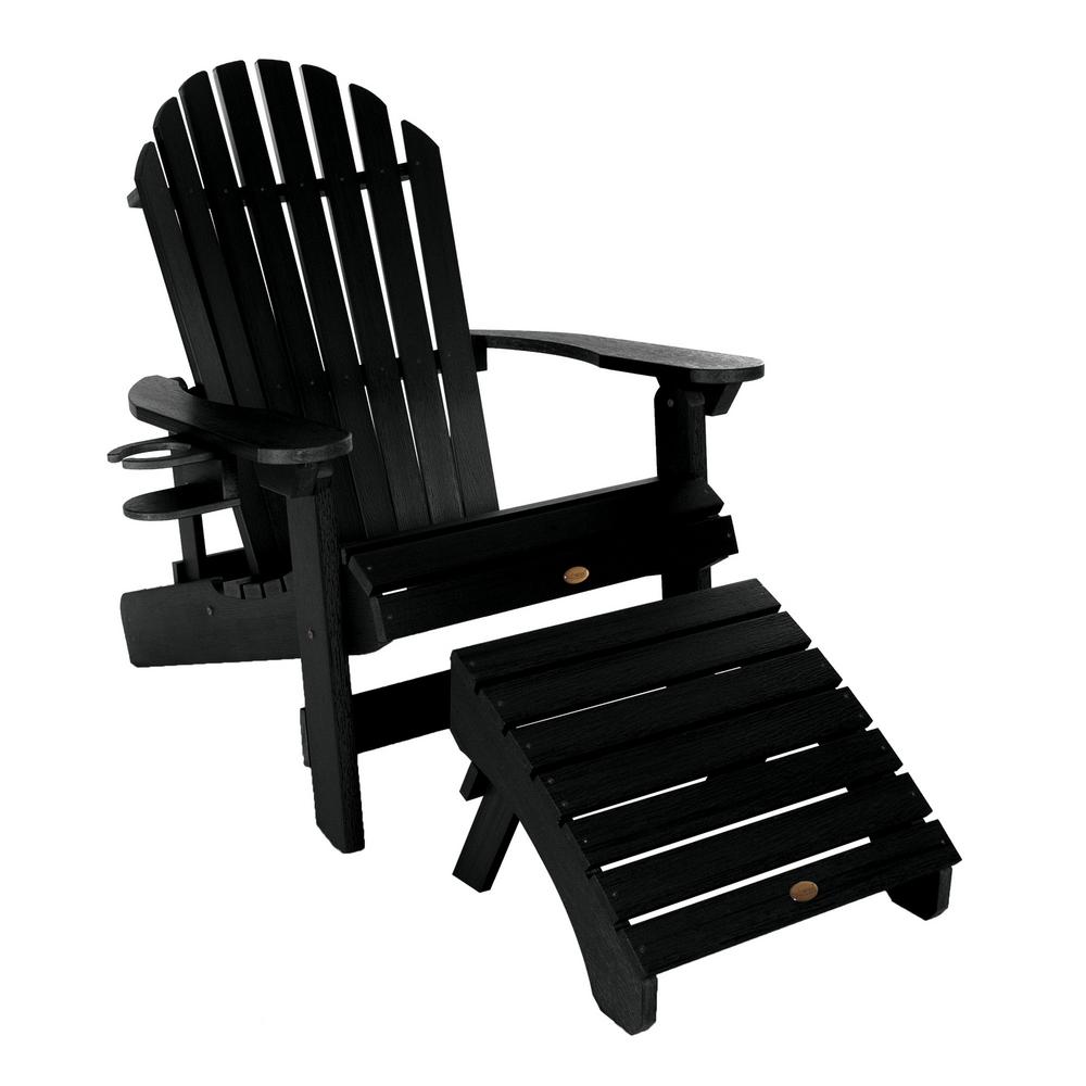 White Highwood AD-KITCLAS4-WHE Adirondack Chair with Ottoman and Cup Holder
