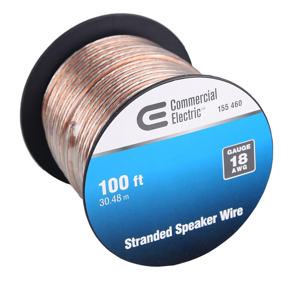 100/' ft 18 Gauge Clear Stranded Speaker Wire Home Car Stereo Audio Cable Wiring