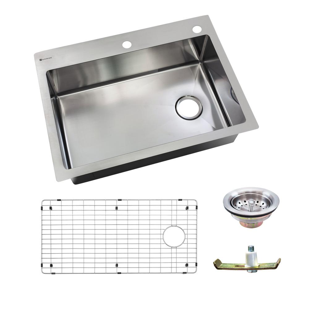 Glacier Bay 18-Guage Dual Mount Stainless Steel 30 in. 2 hole Single ...