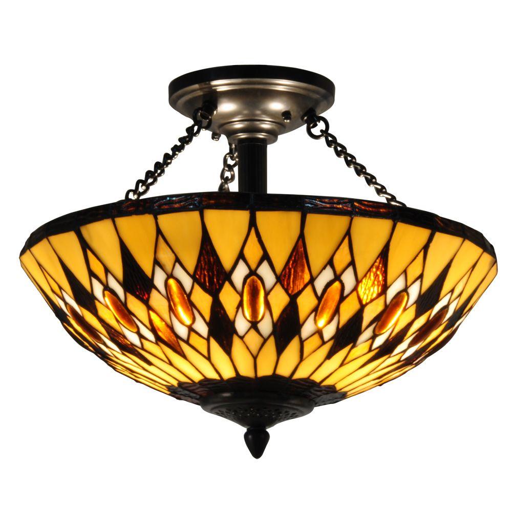Dale Tiffany Ginger Diamond 2 Light Antique Bronze Semi Flush Mount Dale Tiffany Ginger Diamond 2 Light Antique Bronze Semi Flush Mount