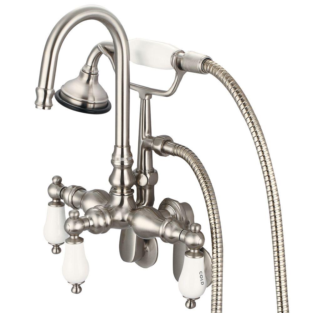 Water Creation 3 Handle Claw Foot Tub Faucet With Labeled