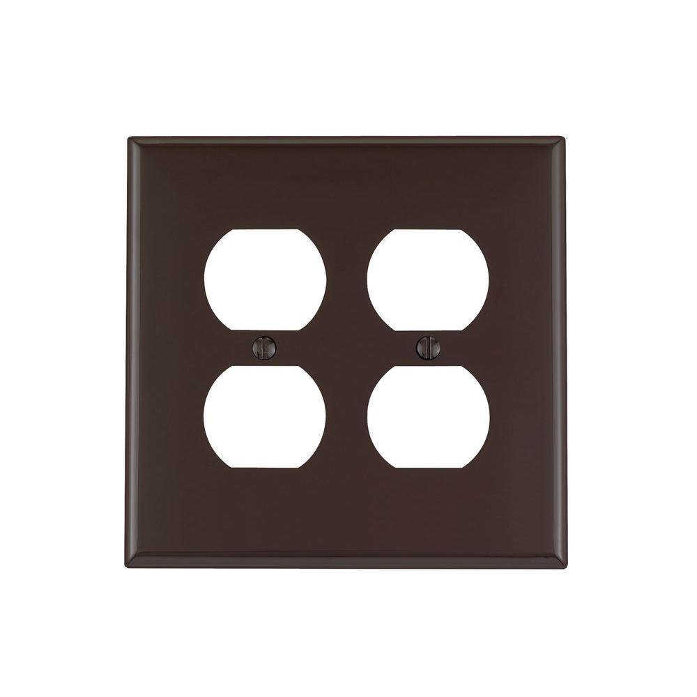 Leviton 2Gang Midway Duplex Outlet Nylon Wall Plate, BrownR500PJ82