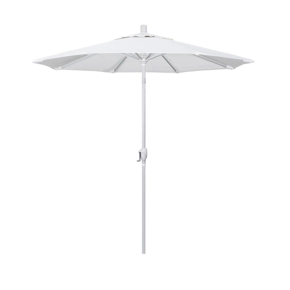 White 7 5 Ft Patio Umbrellas Patio Furniture The Home Depot