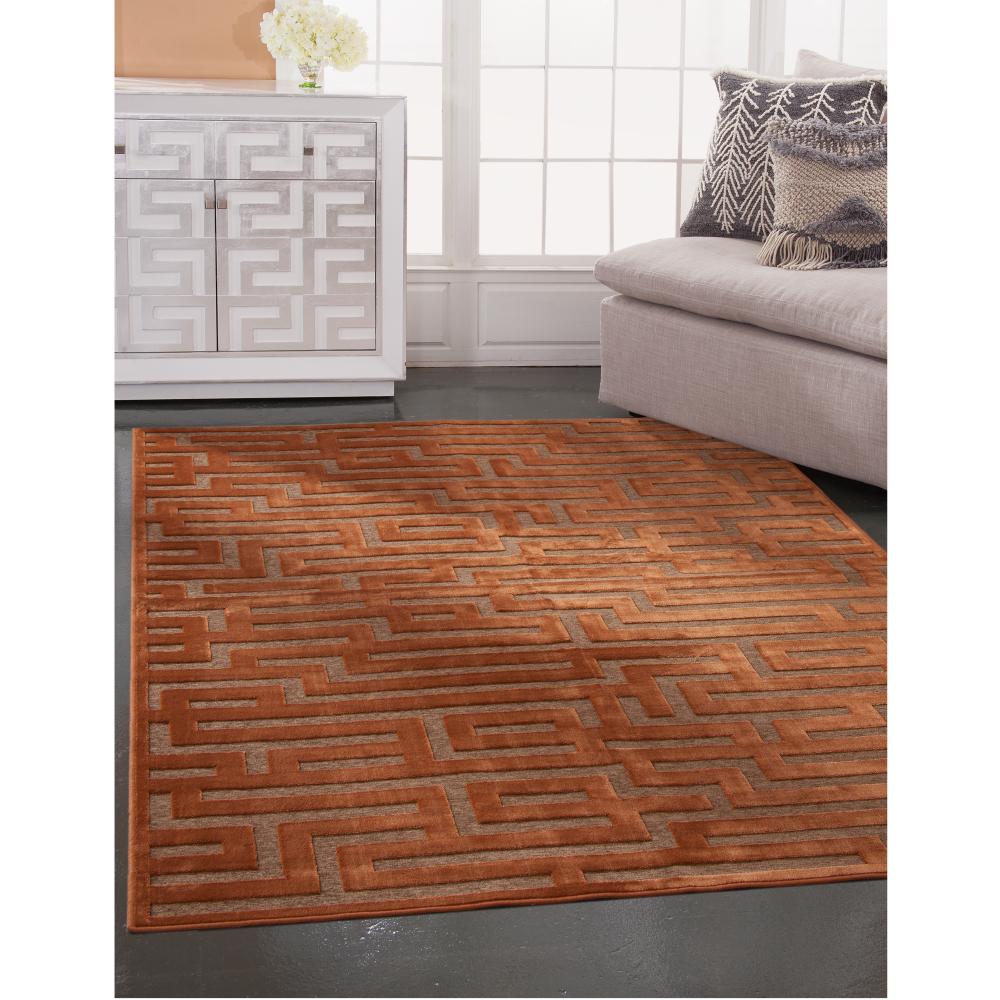 Sams International Napa Maze Rust 5 ft. 3 in. x 7 ft. 6 in. Area Rug