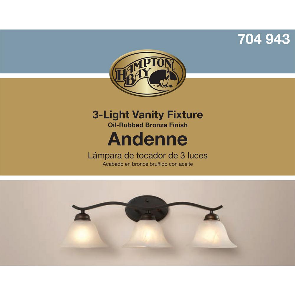 Lamps Lighting Ceiling Fans Hampton, Hampton Bay 3 Light Vanity Fixture Oil Rubbed Bronze